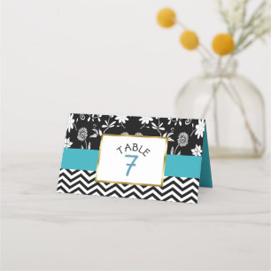 Cartes de numéro de table de Mariages noir et bleu