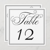 Cartes de numéro de table de script noir et blanc  (Devant / Derrière)