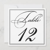 Cartes de numéro de table de script noir et blanc (Dos)