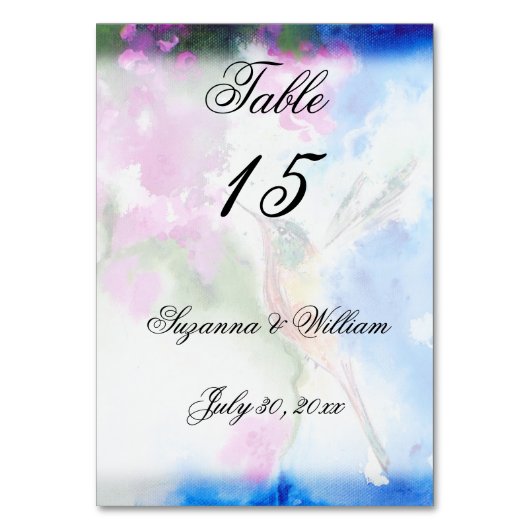Cartes de Numéro de Table du Mariage des colibris (Par défaut)