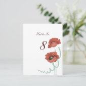 Cartes de numéro de table du Mariage Red Peonies (Debout devant)