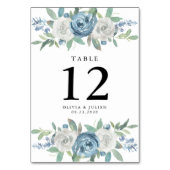 Cartes de numéro de table Dusty Blue & White Maria (Dos)