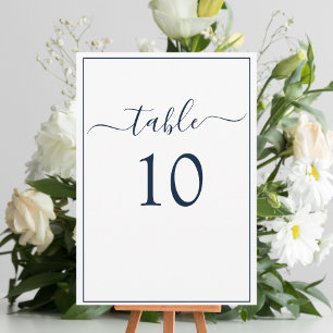 Cartes de numéro de table élégantes formelles bleu