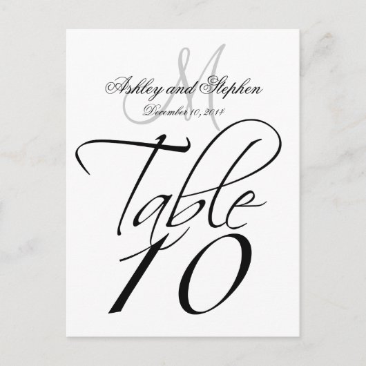 Cartes de numéro de table élégantes pour mariages (Devant)