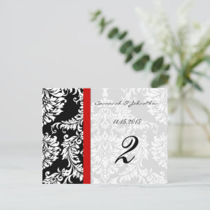 Cartes de numéro de table en damas noir avec garni