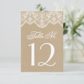 Cartes de numéro de table en dentelle de brocart C (Debout devant)