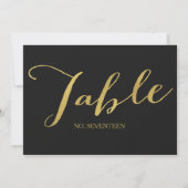 Cartes de numéro de table en écriture dorée chic (Dos)