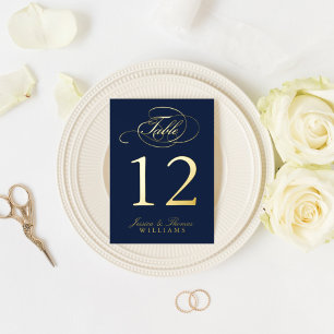 Cartes de numéro de table en foil pressé réaliste