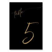 Cartes de numéro de table en noir et or du mariage (Dos)
