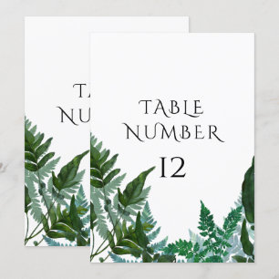 Cartes de numéro de table Feuillage de fougère ram