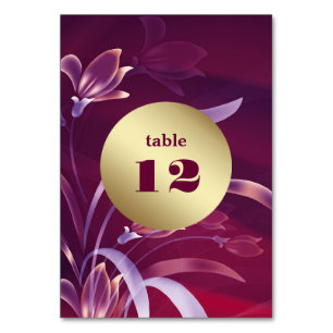 Cartes de numéro de table Fleur Élégante prune O