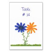 Cartes de numéro de table Fleurs Bleues et Orange (Par défaut)