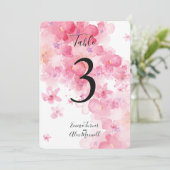 Cartes de numéro de table Fleurs romantiques roses (Debout devant)