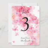 Cartes de numéro de table Fleurs romantiques roses (Dos)