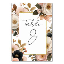 Cartes de numéro de table florales personnalisable