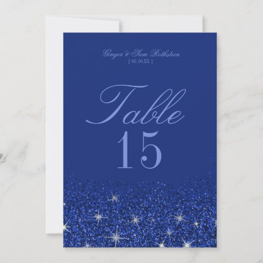 Cartes de numéro de table Glitz Glitter Saphir Cha (Devant)
