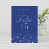 Cartes de numéro de table Glitz Glitter Saphir Cha (Debout devant)