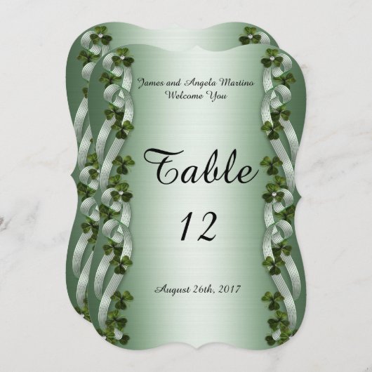 Cartes de numéro de table irlandaise (Devant / Derrière)