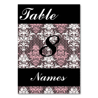 Cartes de numéro de table Mariage damassé rose