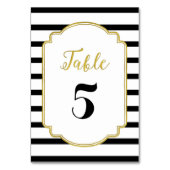 Cartes de numéro de table Mariage Gold Black Strip (Dos)