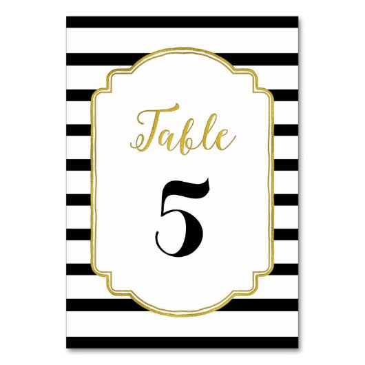 Cartes de numéro de table Mariage Gold Black Strip (Par défaut)
