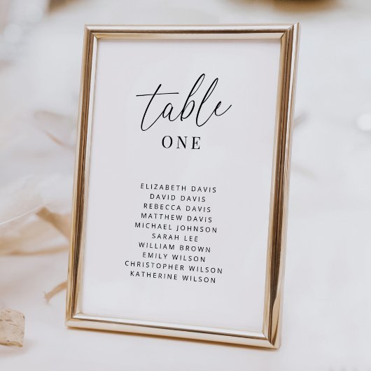 Cartes de numéro de table Mariage modernes avec no