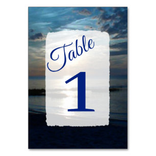 Cartes de Numéro de Table Mariage Stark Blue Ocean