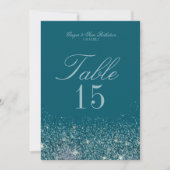 Cartes de numéro de table Pailletées Sarcelle & Me (Devant)