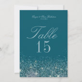 Cartes de numéro de table Pailletées Sarcelle & Me (Dos)