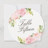 Cartes de numéro de table ronde Romantic Pink Peon (Dos)