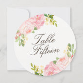 Cartes de numéro de table ronde Romantic Pink Peon (Devant)