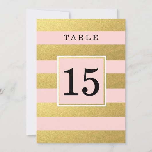 CARTES DE NUMÉRO DE TABLE ROSE EN FEUILLE D'OR FAU (Devant)