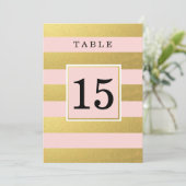 CARTES DE NUMÉRO DE TABLE ROSE EN FEUILLE D'OR FAU (Debout devant)