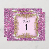 Cartes de numéro de table rose or (Devant / Derrière)