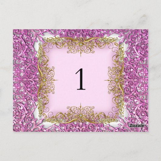 Cartes de numéro de table rose or (Dos)