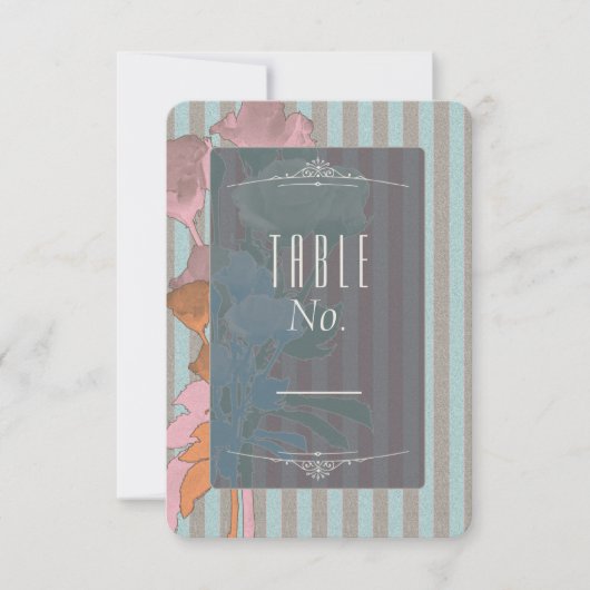 Cartes de numéro de table - Roses sur lin (Devant)