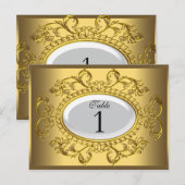 Cartes de Numéro de Table Royal Blanc Or (Devant / Derrière)