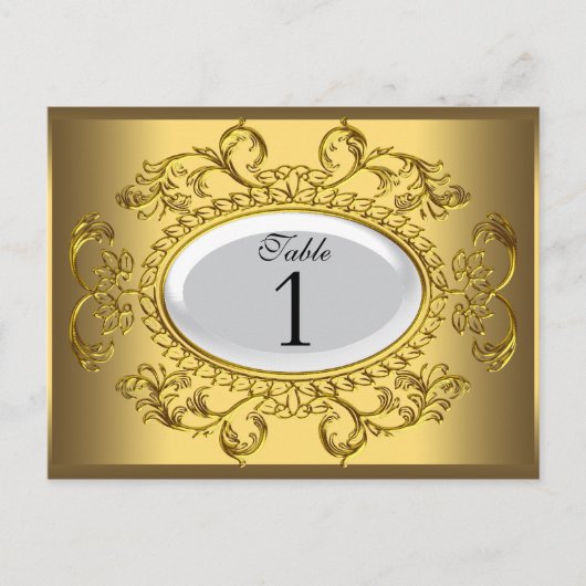Cartes de Numéro de Table Royal Blanc Or (Devant)