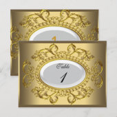 Cartes de Numéro de Table Royal Blanc Or (Devant / Derrière)