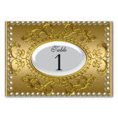 Cartes de Numéro de Table Royal Blanc Or (Dos)