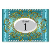 Cartes de Numéro de Table Royal Sarcelle Bleu Blan (Dos)