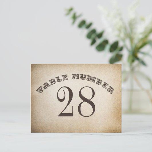 Cartes de numéro de table vintage (Debout devant)