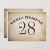Cartes de numéro de table vintage (Devant / Derrière)