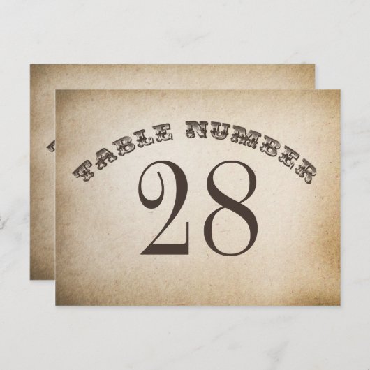 Cartes de numéro de table vintage (Devant / Derrière)