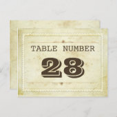 Cartes de numéro de table vintage (Devant / Derrière)