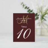 Cartes de numéro de tableau Brown Green Monogram M (Debout devant)