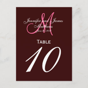 Cartes de numéro de tableau Brown pour le Mariage