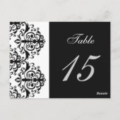 cartes de numéro de tableau damé noir et blanc (Dos)