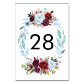 Cartes de numéro de tableau de Mariage bleu et rou (Dos)