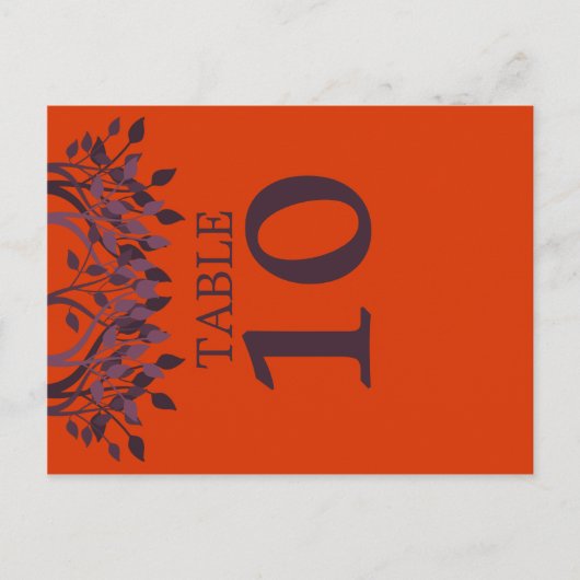 Cartes de numéro de tableau des Feuilles Plum et O (Devant)
